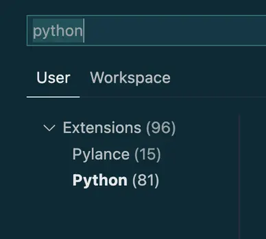 Buscar la palabra python en el buscador
