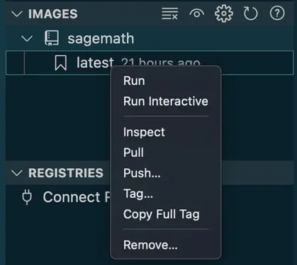 docker run desde la extensión de vscode