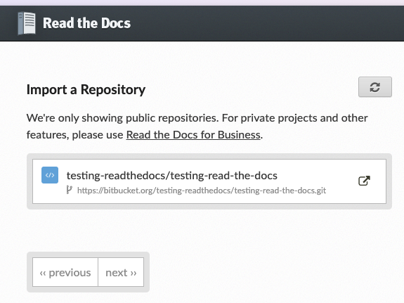 Interfaz de usuario para importar el repositorio