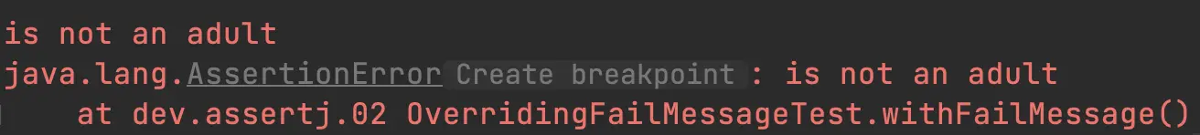 Mensaje de test fallando: "is not an adult. java.lang.AssertionError: is not an adult"
