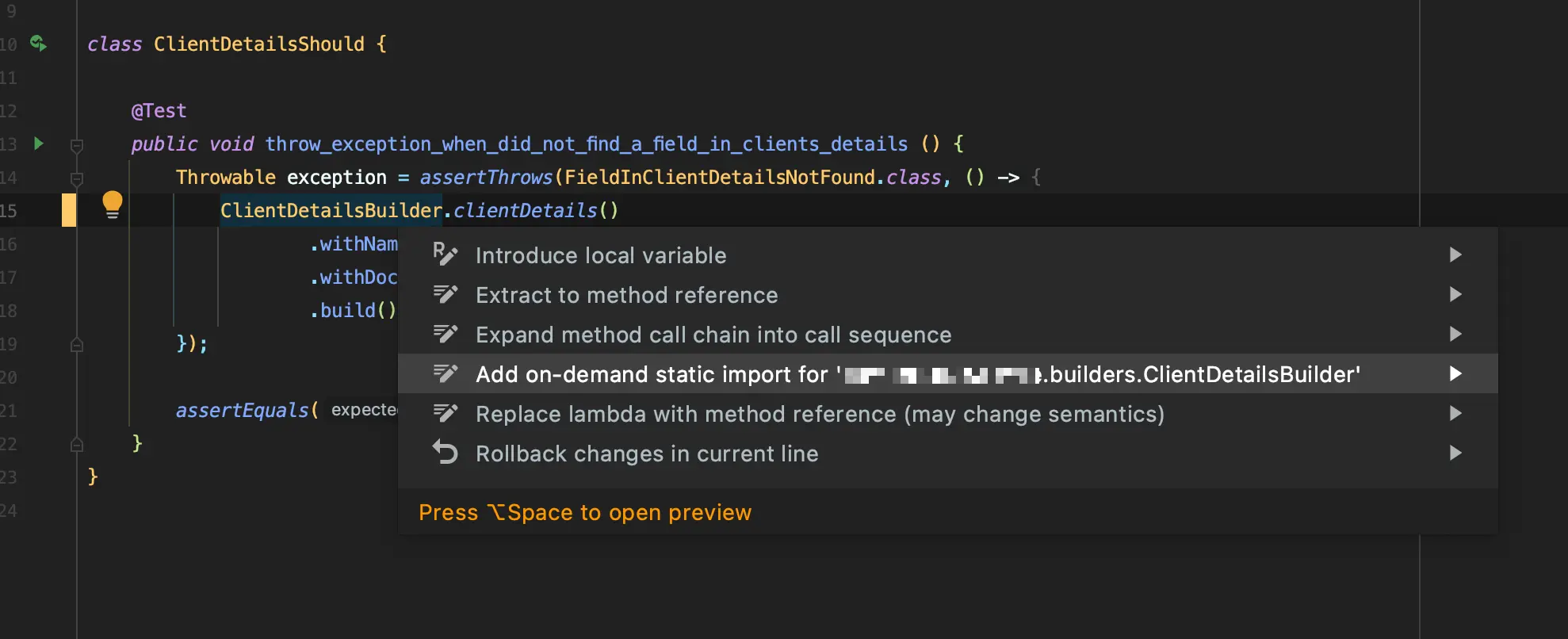 Refactor: Add on demand static import for...