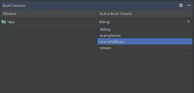 Imagen cambiar de Build Variant