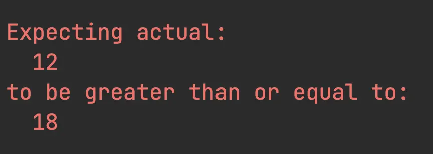 Mensaje de test fallando: Se esperaba que 12, fuera mayor o igual a 18